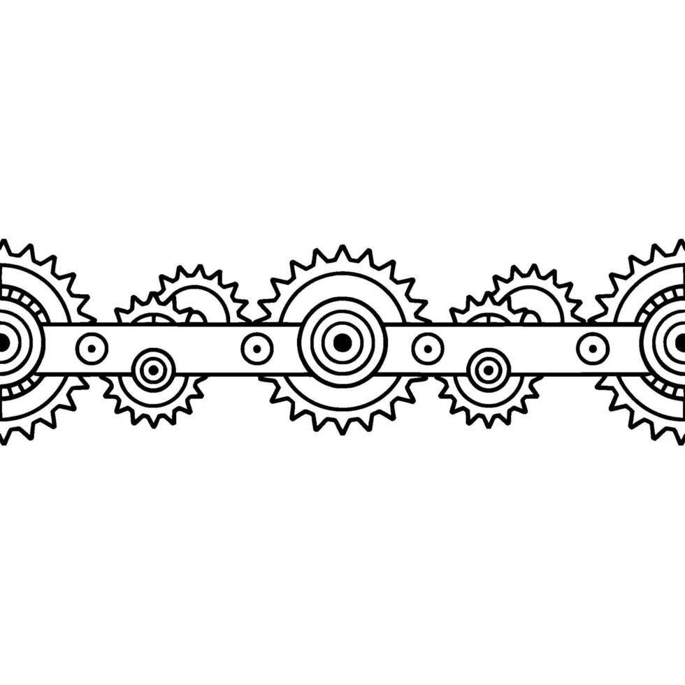 Mechanical Gears Line in Black and White. vector