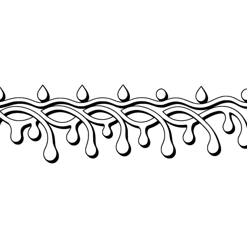 Abstract Drip Border, Black and White, Modern. vector