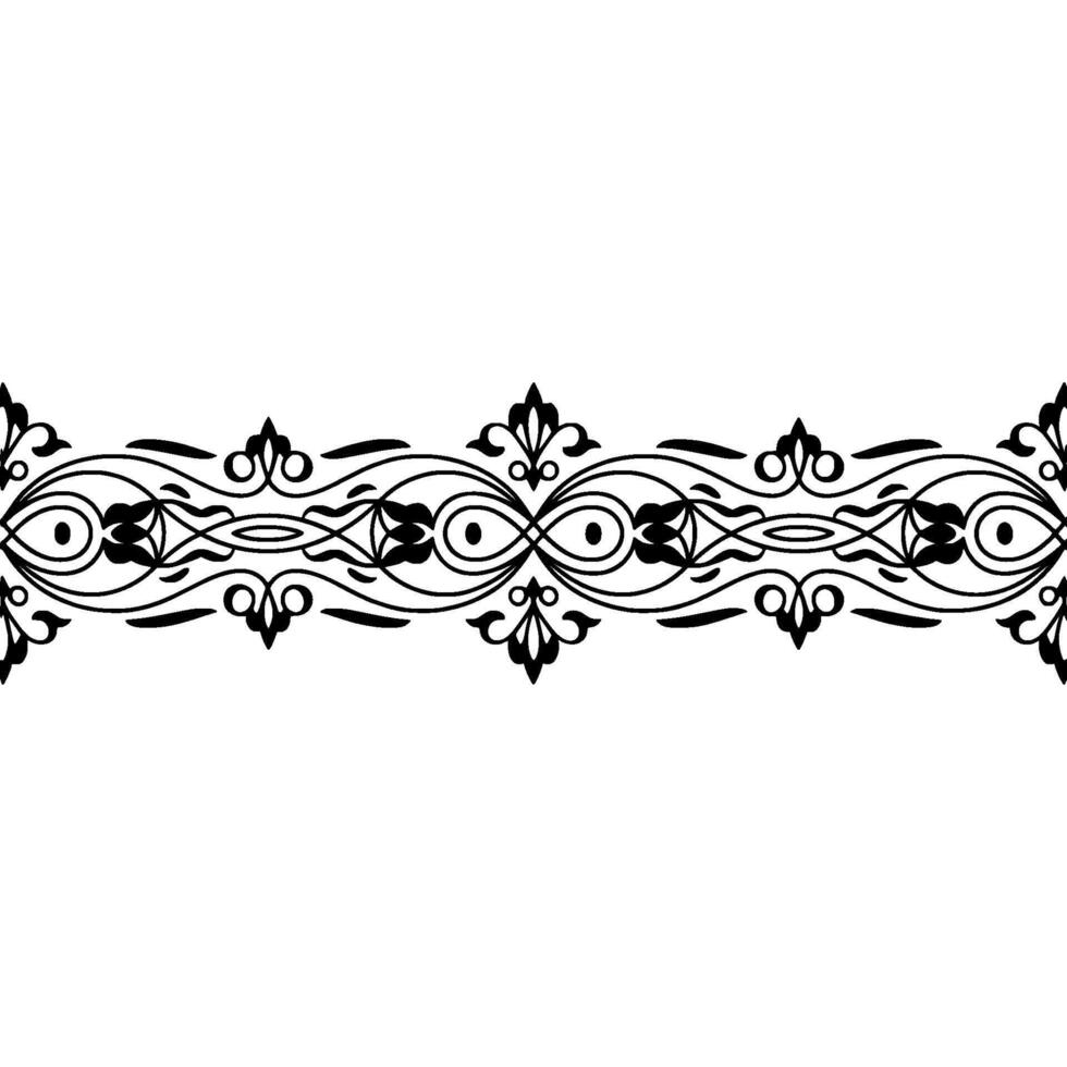 Ornamental Black Scrollwork Border on White Background, Decorative Element. vector