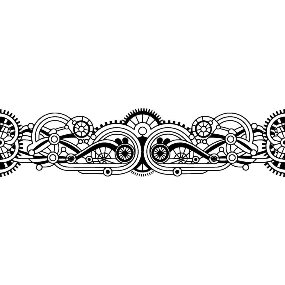 Intricate Steampunk Gearwork Border, Geometric , Illustration. vector