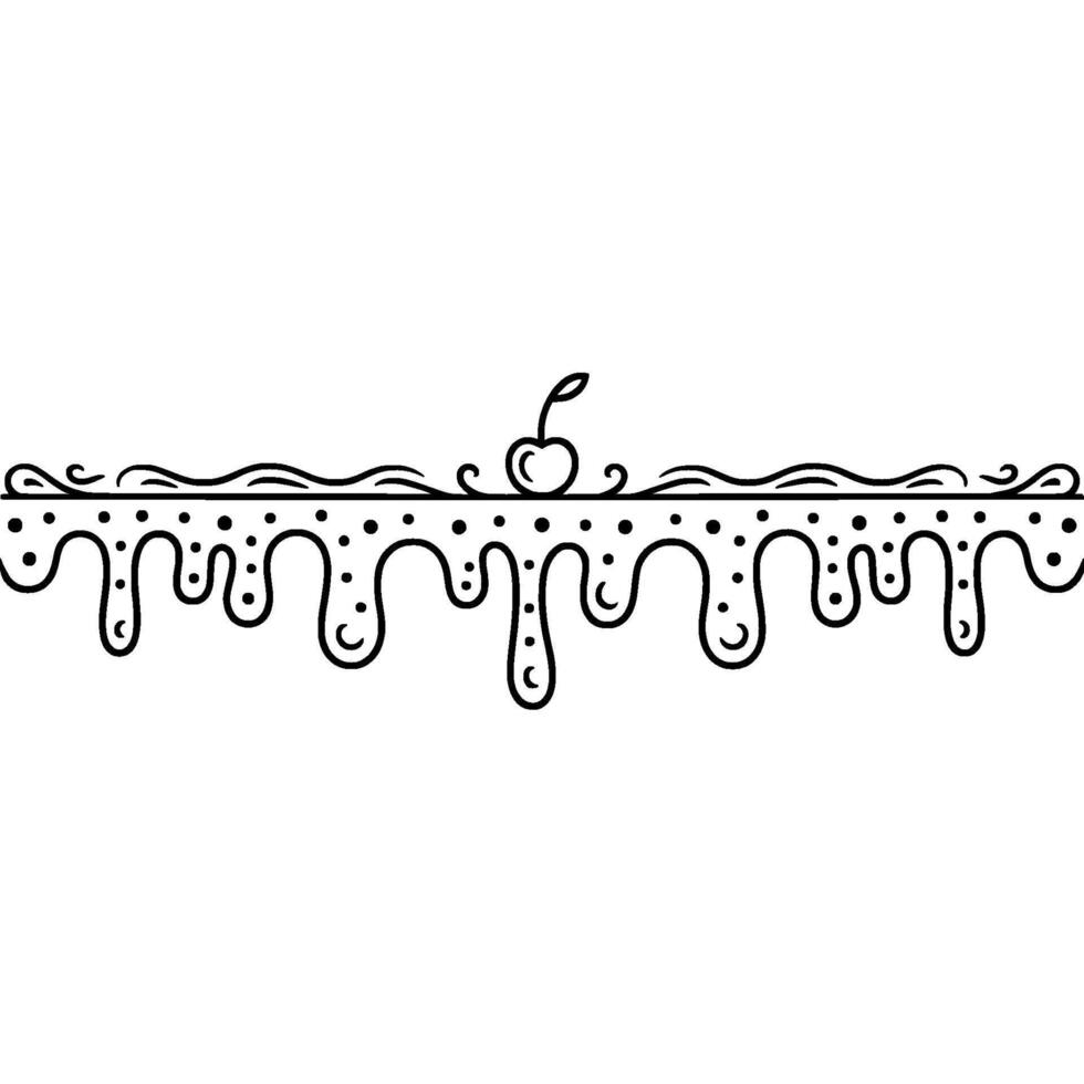 Elegant Cherry Drip Border Decorative Line Art, Minimalist. vector