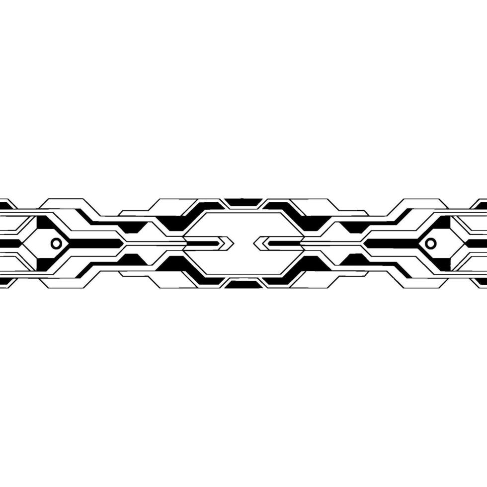 Tech Abstract Black and White Geometric Circuitry Element. vector