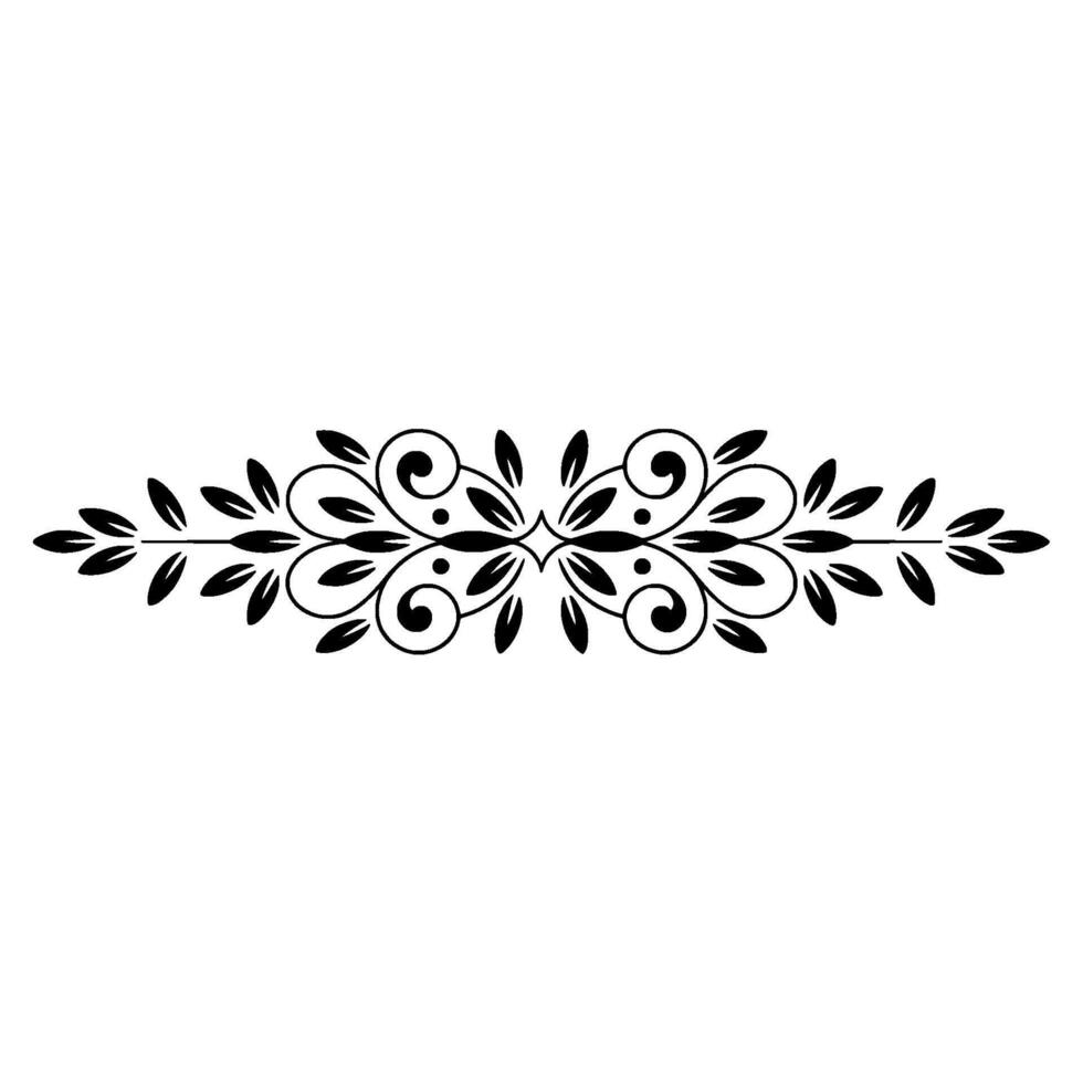 Elegant Black Floral Ornament on Cream Background. vector