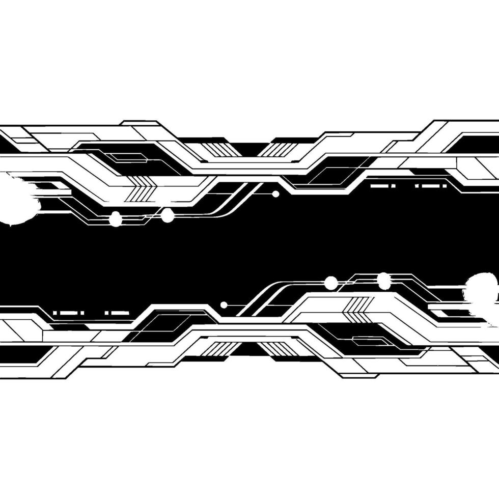 Futuristic Tech Abstract Black White Circuitry. vector