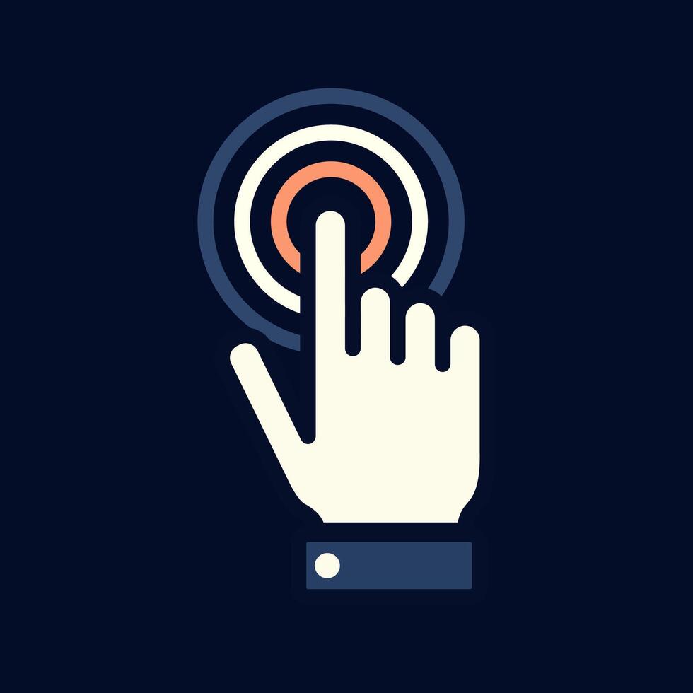 Illustrated touch finger pressing round button cartoon flat design illustration vector