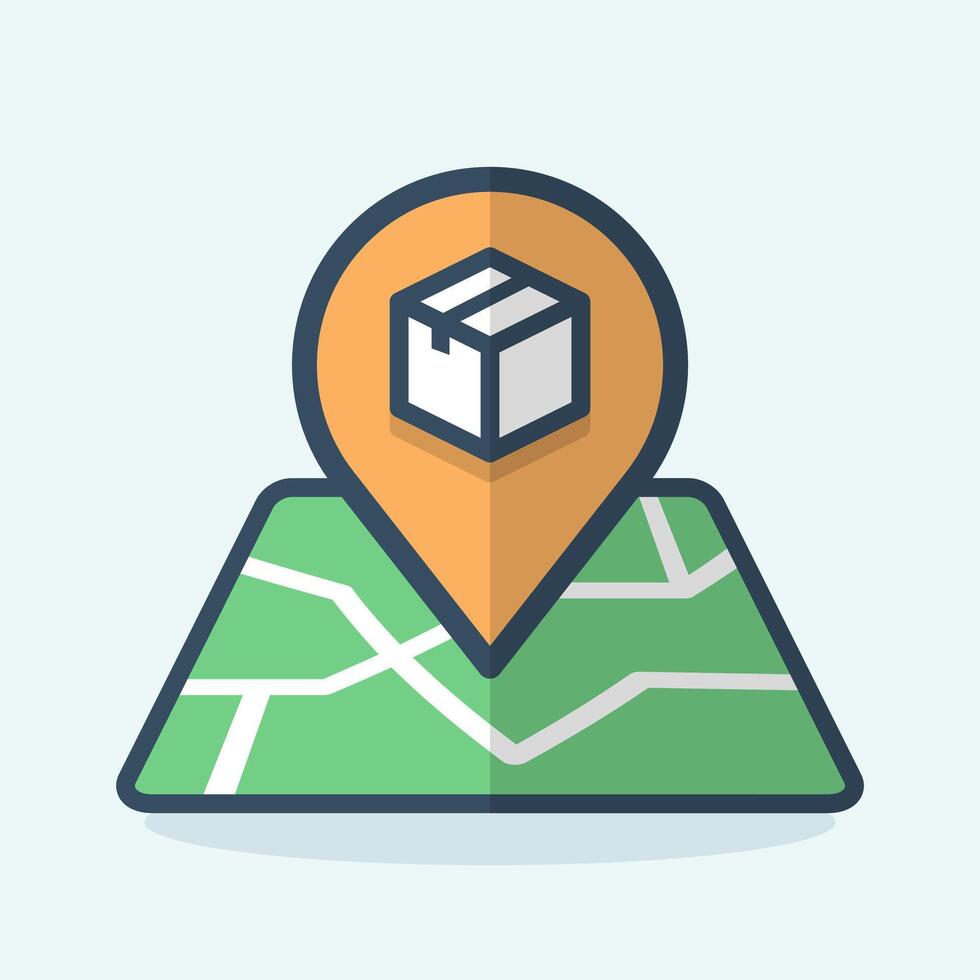 Package location map point illustration cartoon flat design illustration vector