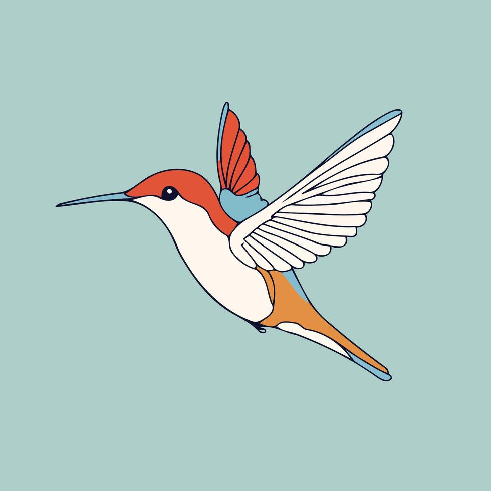 Colorful Hummingbird In Flight Pose vector