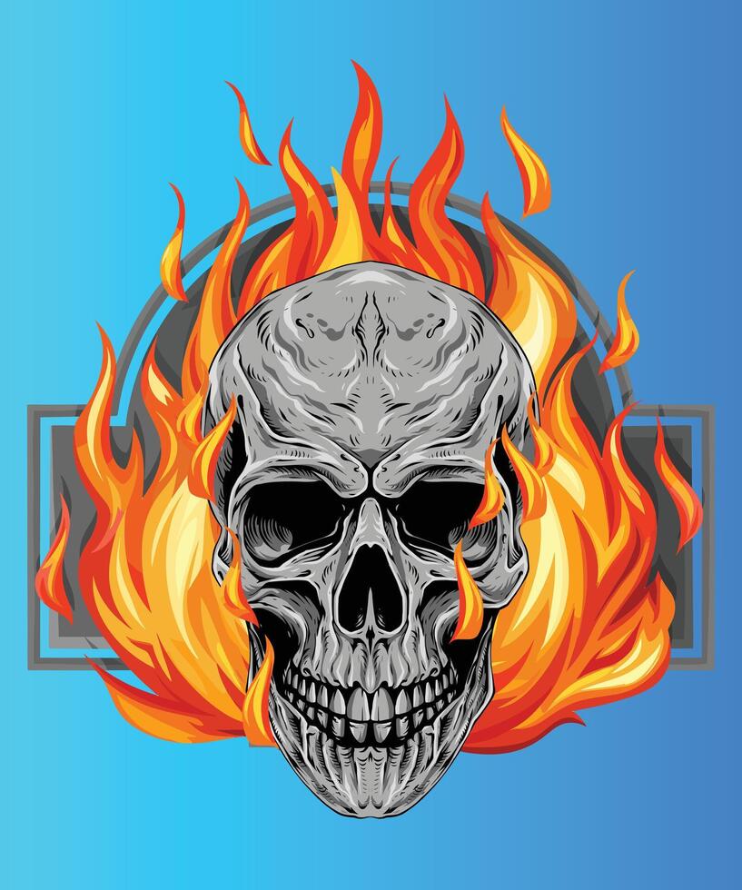 Fiery Skull Illustration vector