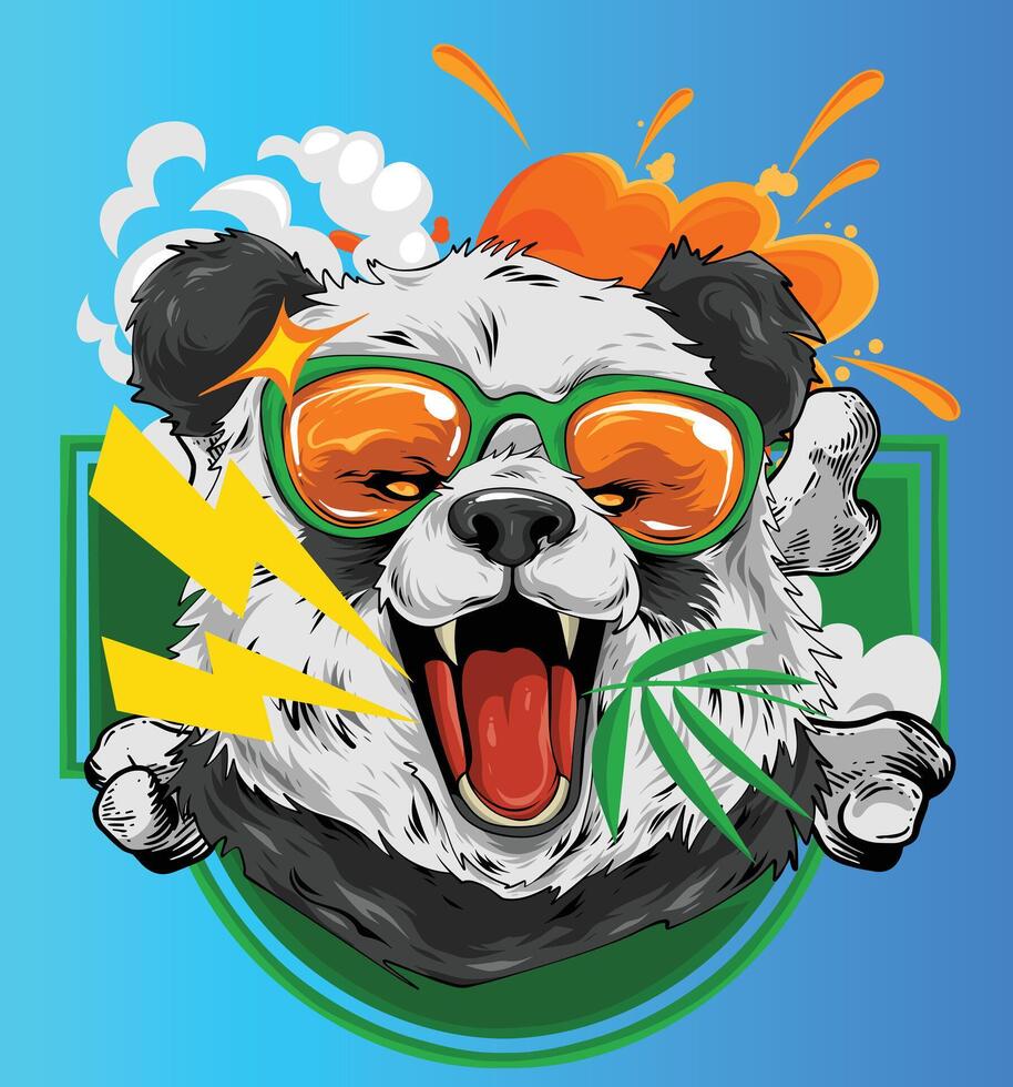 Cool Panda with Sunglasses and Bamboo vector