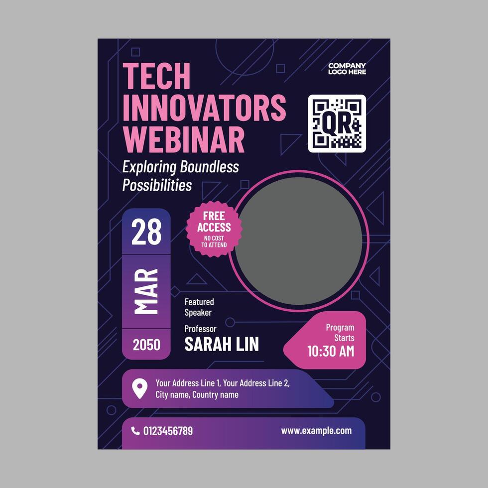 Online Workshop Flyer Template, Webinar Promotion Design, Minimal Modern Flyer for Digital Marketing vector