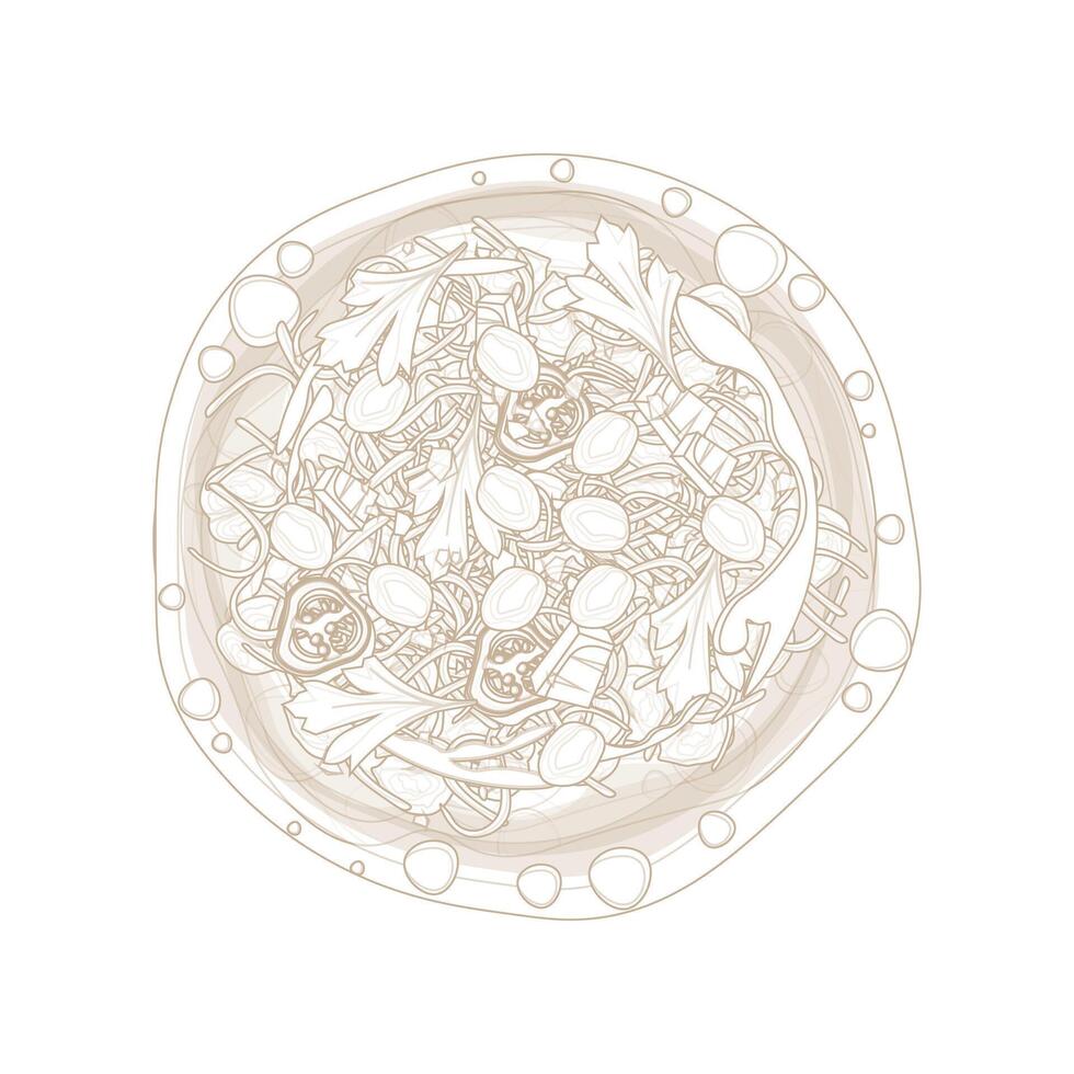 Illustration Logo line art Top View Katori Chaat Aloo Tikki Chaat Aloo Tokri Chaat vector