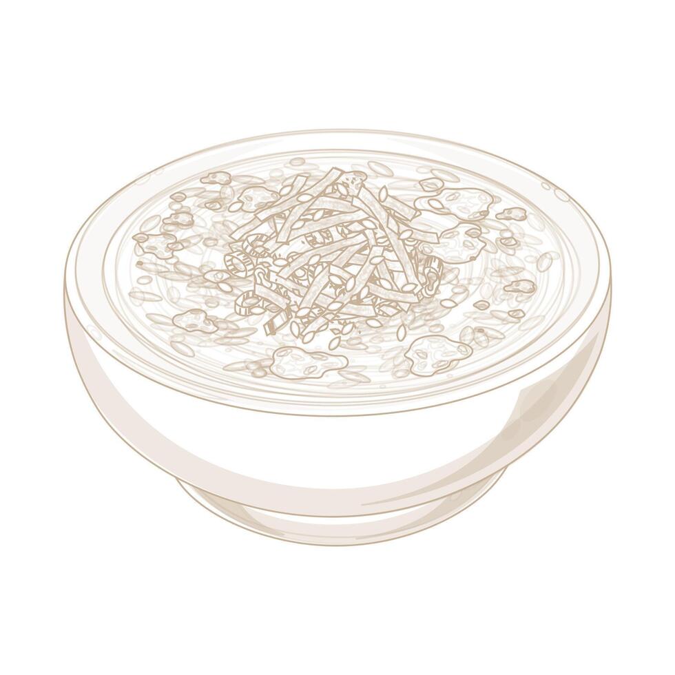 Illustration logo Line art Egg Okayu Japanese Rice Porridge on a Bowl vector