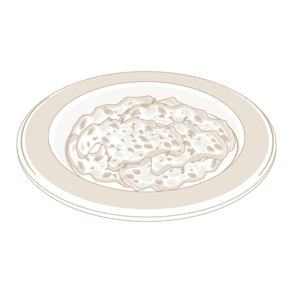 Illustration Logo Line art Healthy Food Scrambled Eggs or omelet vector