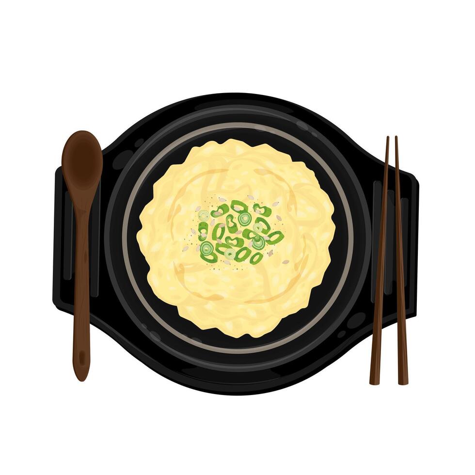 Illustration logo Clipart Top View Korean Steamed Egg Custard Gyeranjjim vector