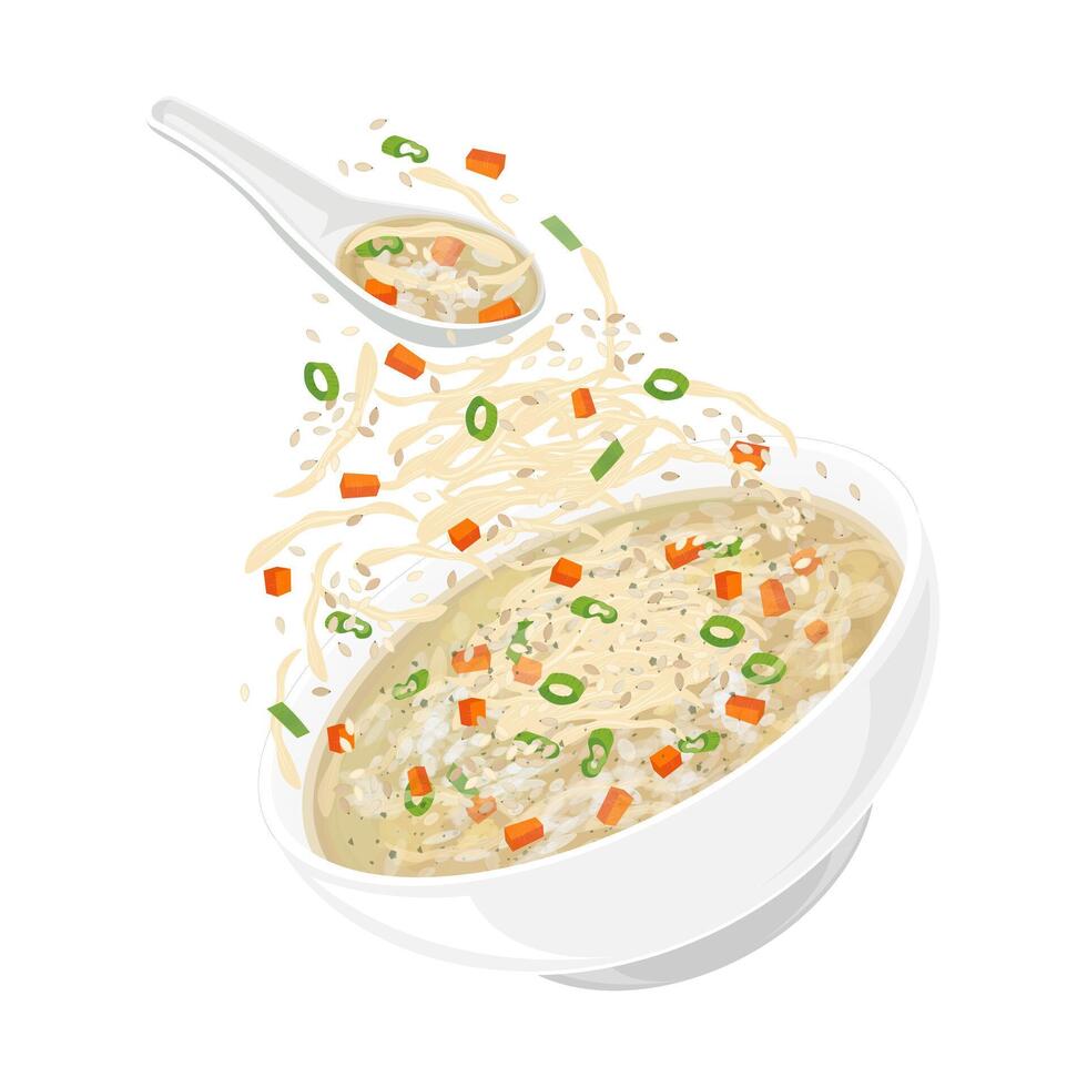 Illustration logo Clipart Levitation Dakjuk Korean Chicken Rice Porridge vector