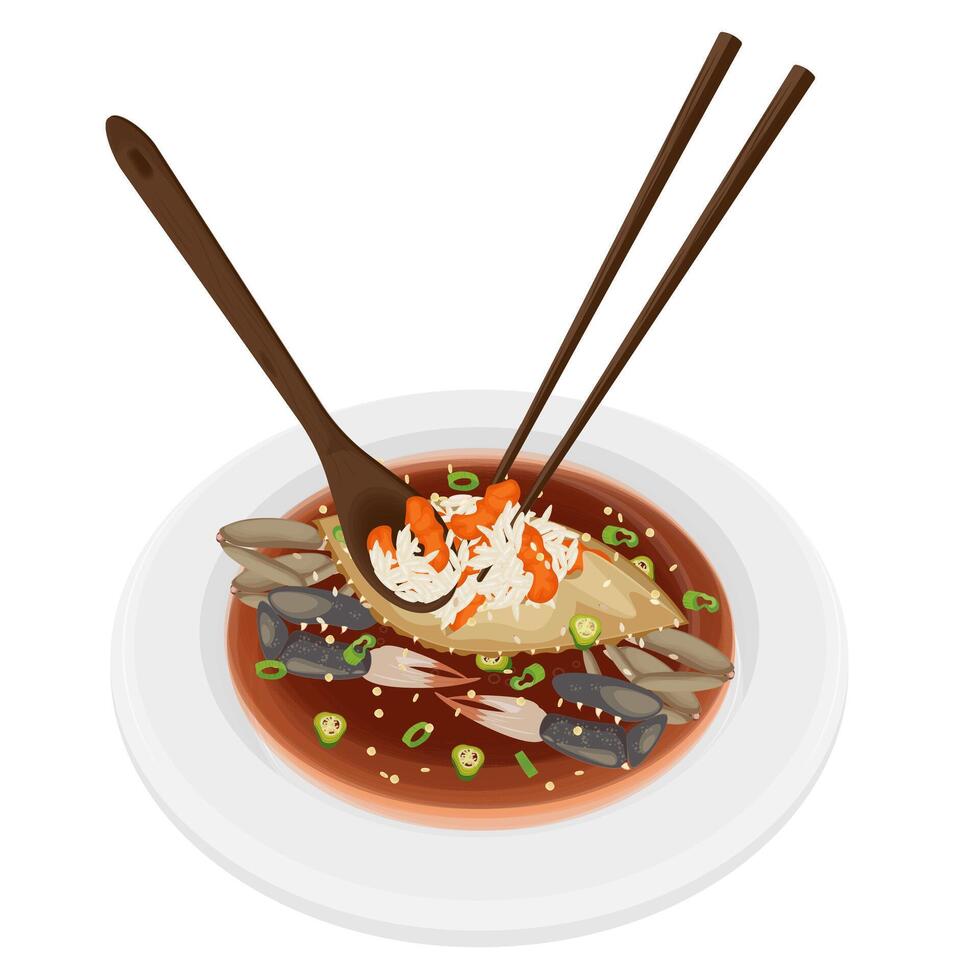 Illustration logo Clipart Ready to eat Ganjang Gejang with Rice vector