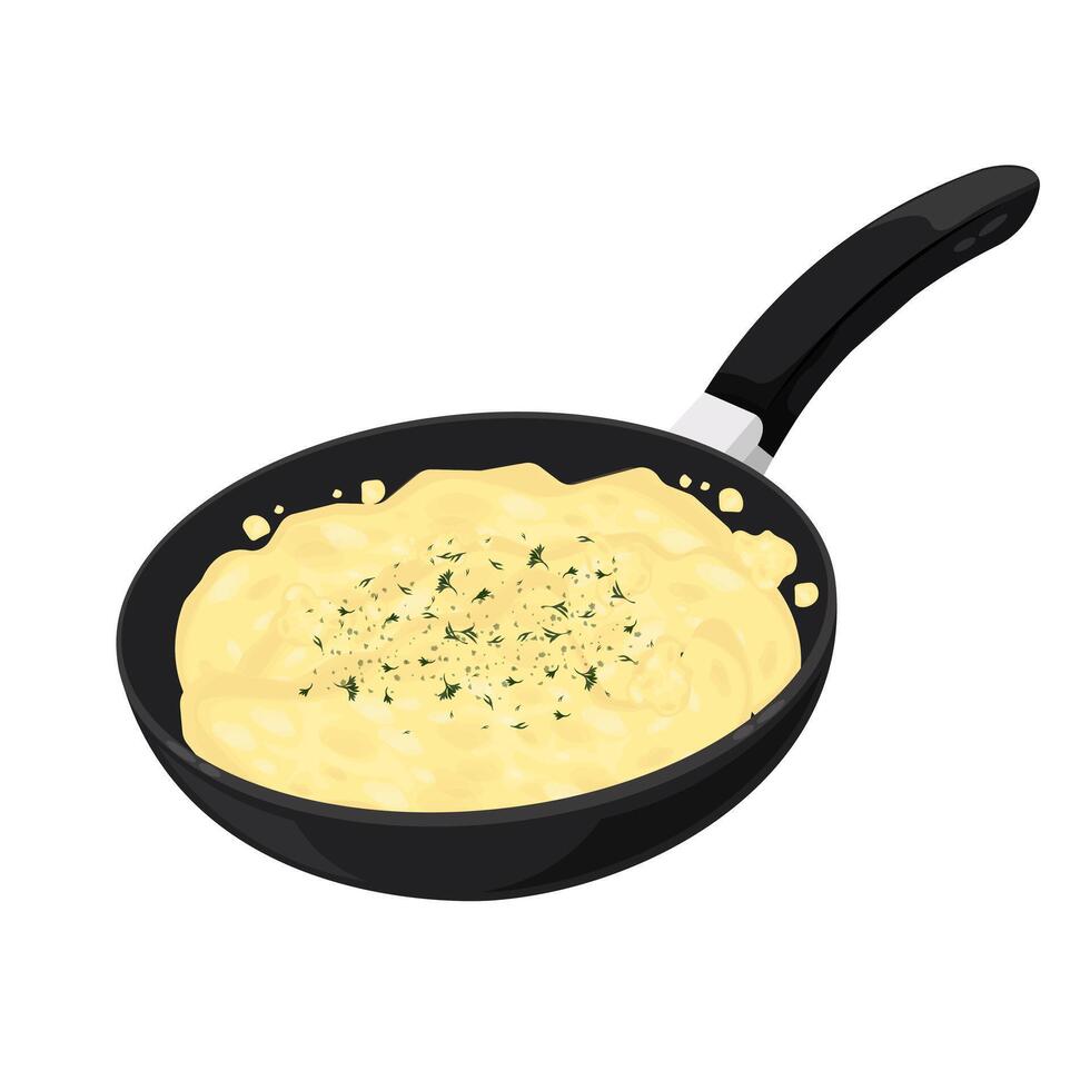 Illustration Logo Clipart Cooking Scrambled Eggs on a Pan vector