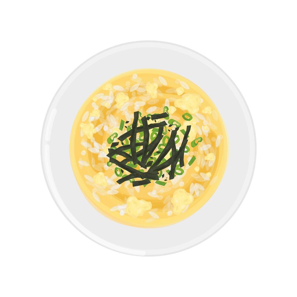 Illustration logo Clipart Top View Egg Okayu Japanese Rice Porridge vector