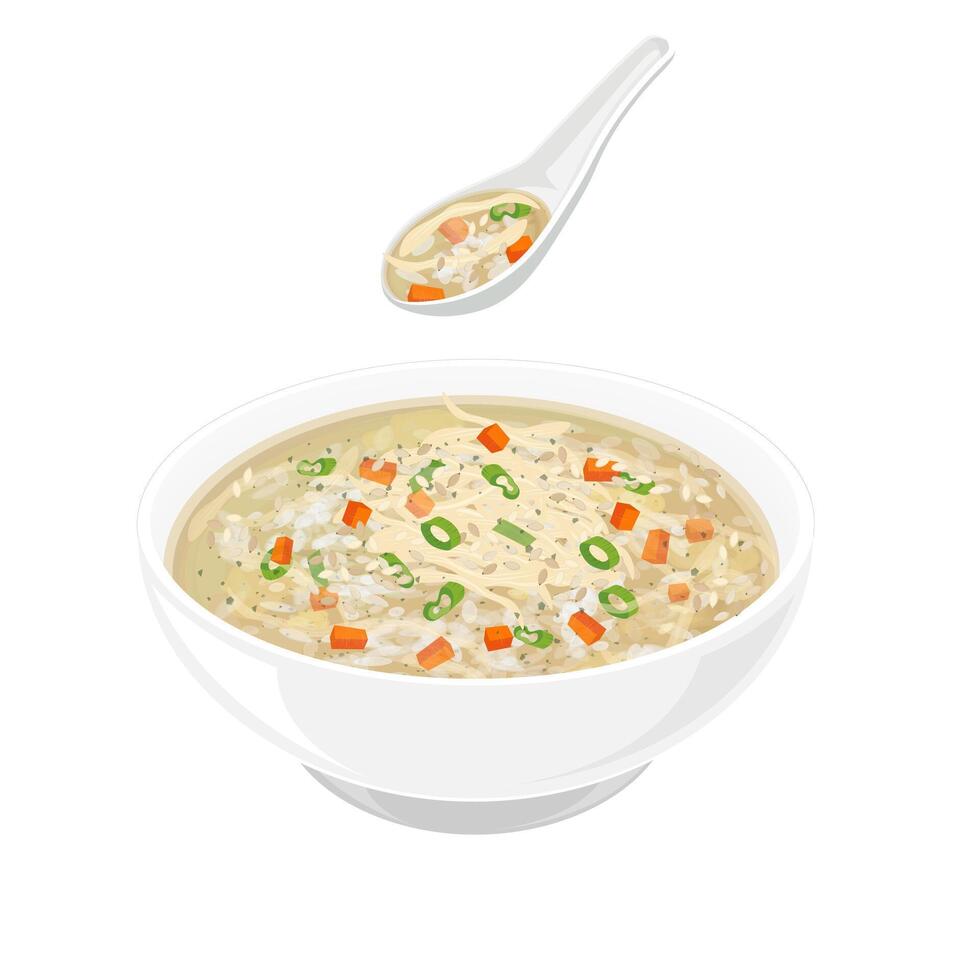 Illustration logo Clipart Ready to eat Dakjuk Korean Chicken Rice Porridge vector