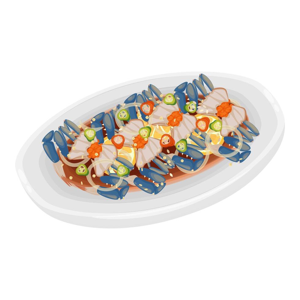 Illustration logo Clipart Ganjang Gejang Raw Crabs Marinated in Soy Sauce vector