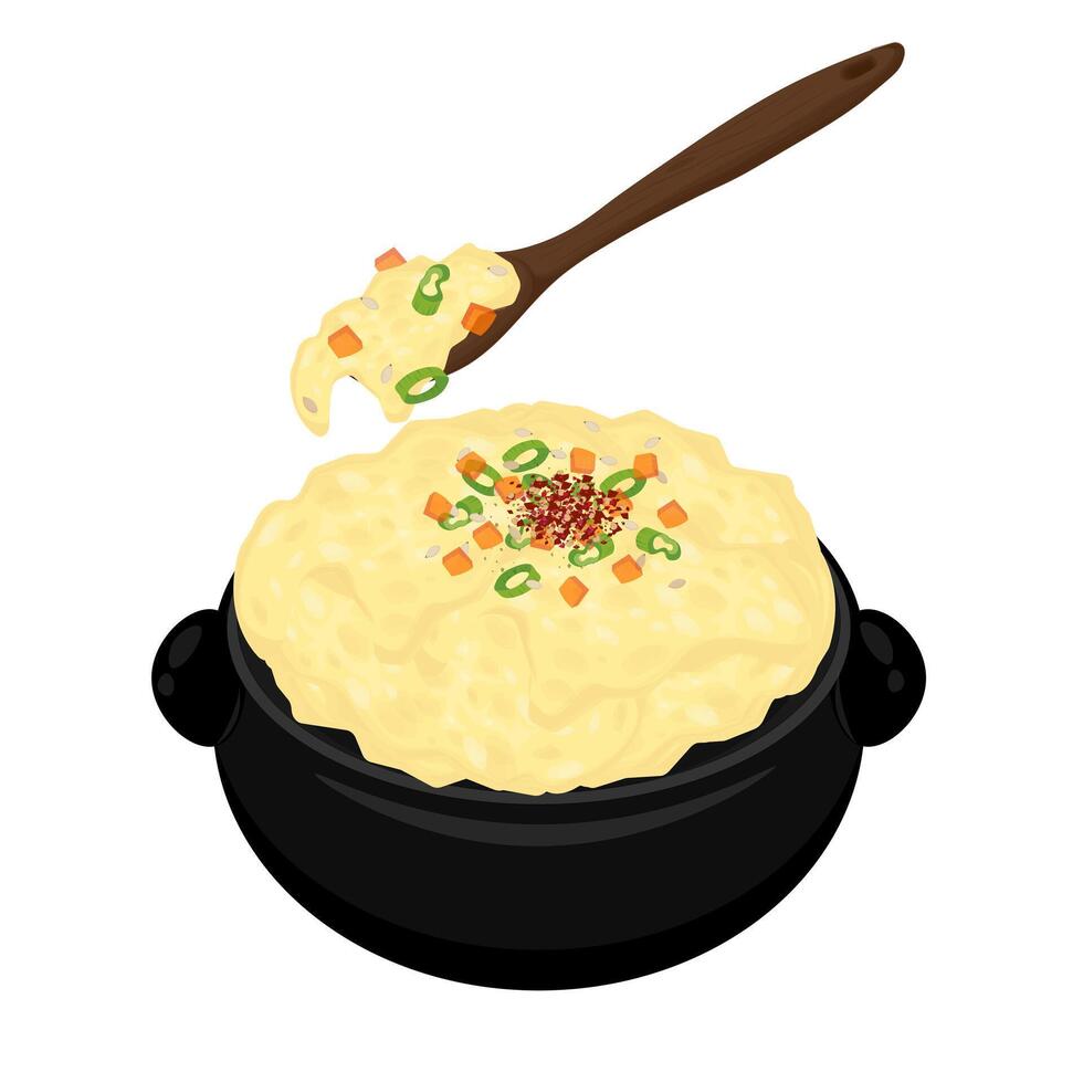 Illustration logo Clipart Ready to eat Gyeranjjim Korean Steamed Egg vector