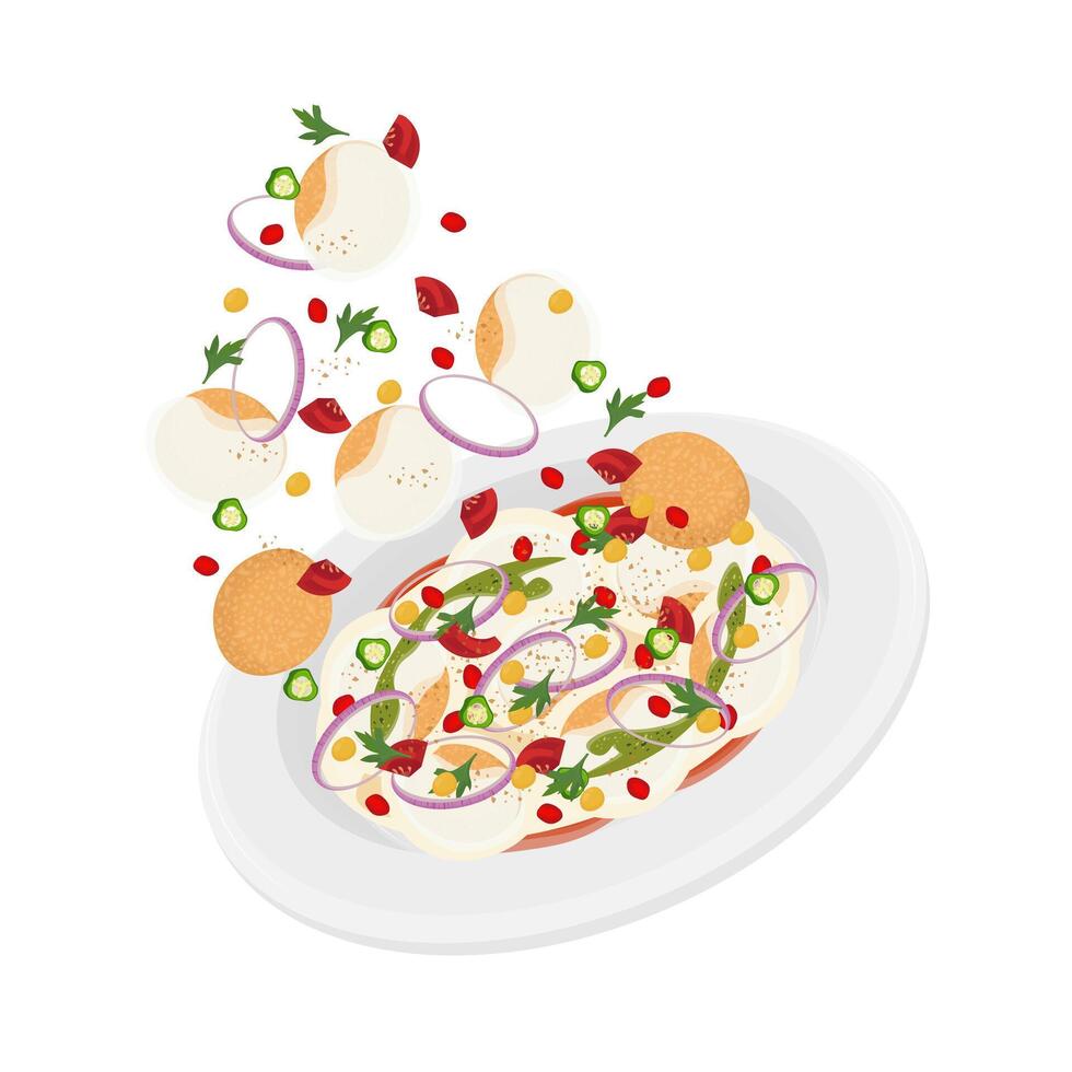 Illustration logo Clipart Levitation Dahi Vada or Dahi Bhalla Chaat Indian Food vector