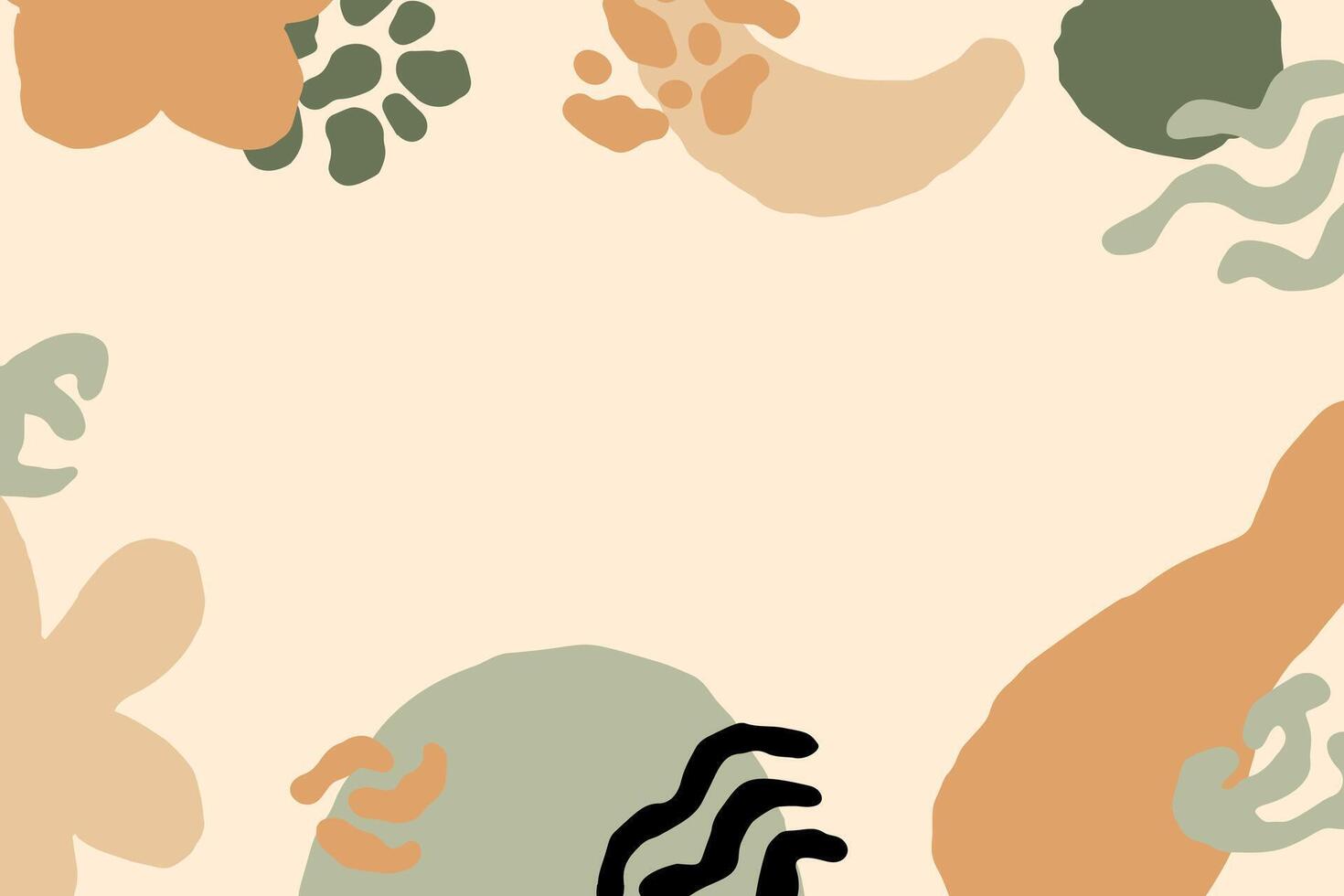 Trendy organic abstract shapes background muted natural colors vector