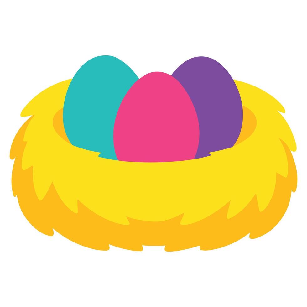 Easter Eggs in Nest Illustration, Happy Easter Day Clipart, Easter Festival Cultural Holiday Design Sublimation vector