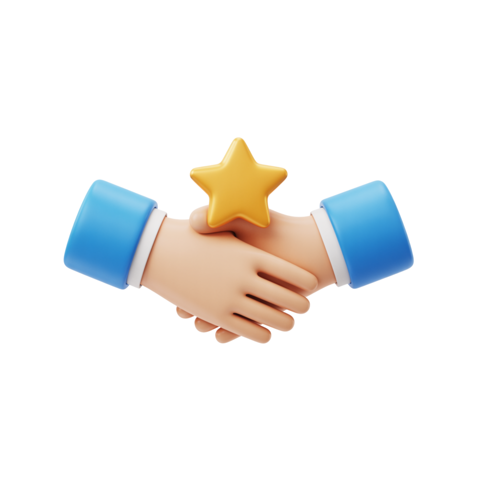 Cartoon Handshake with Star on Transparent Background, Business Deal png