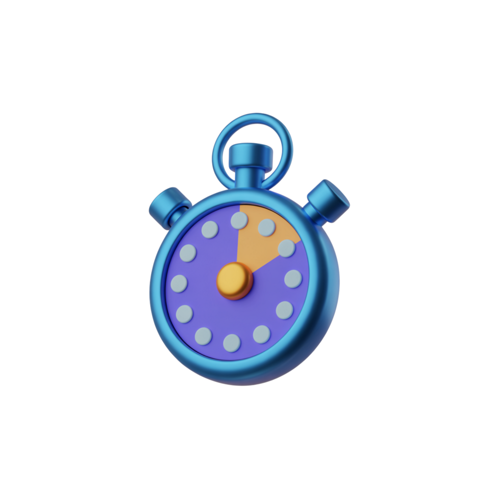 Animated Blue Stopwatch, Gold Center, Purple Dial, White Markers on Transparent png