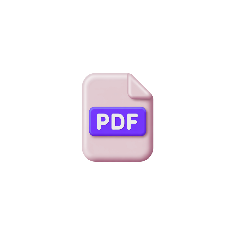 3D Rendered PDF Icon Isolated on Transparent Background with Rounded Edge png