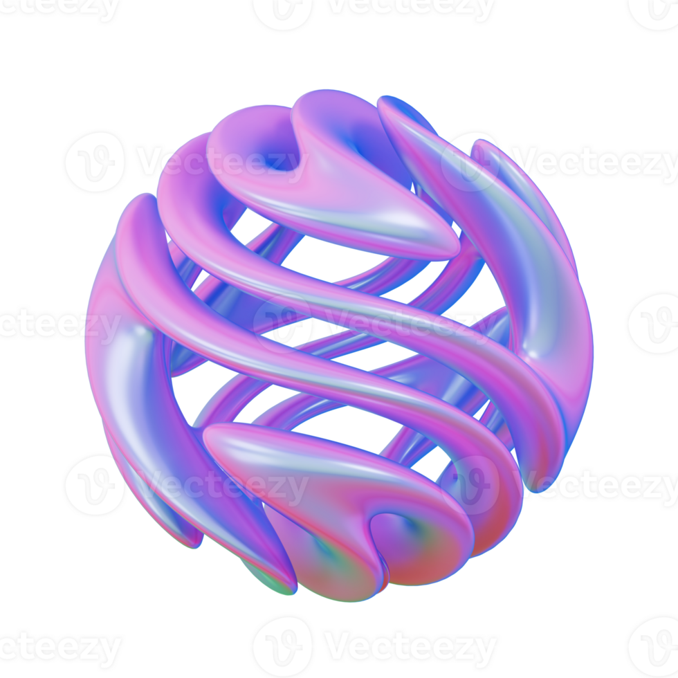 3D spiral irisdescent holographic png