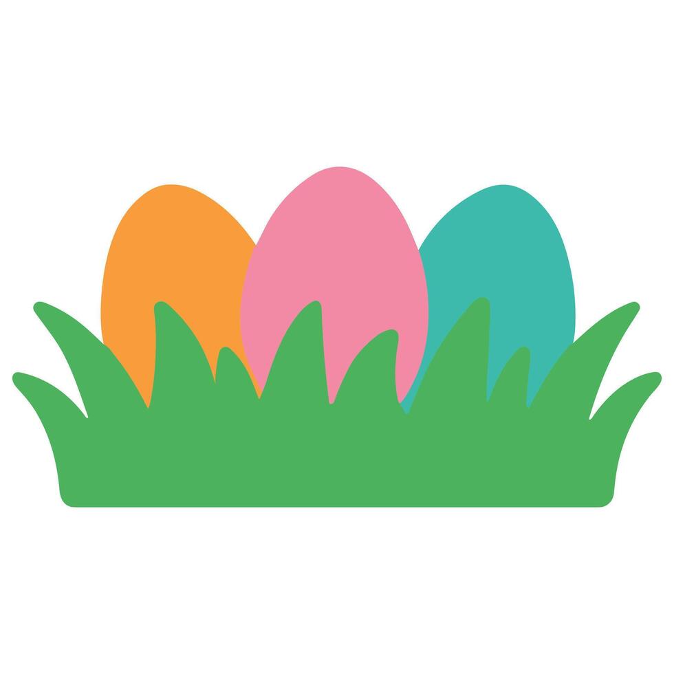 Easter Eggs in Grass Illustration, Happy Easter Day Clipart, Easter Festival Cultural Holiday Design Sublimation vector