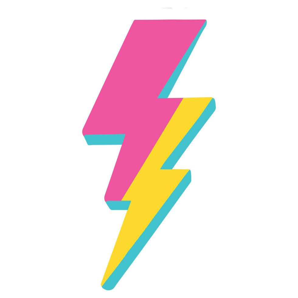 Lightning Bolt 90s nostalgic illustration, nostalgic 1990s colorful clipart, 90s nostalgic design sublimation vector
