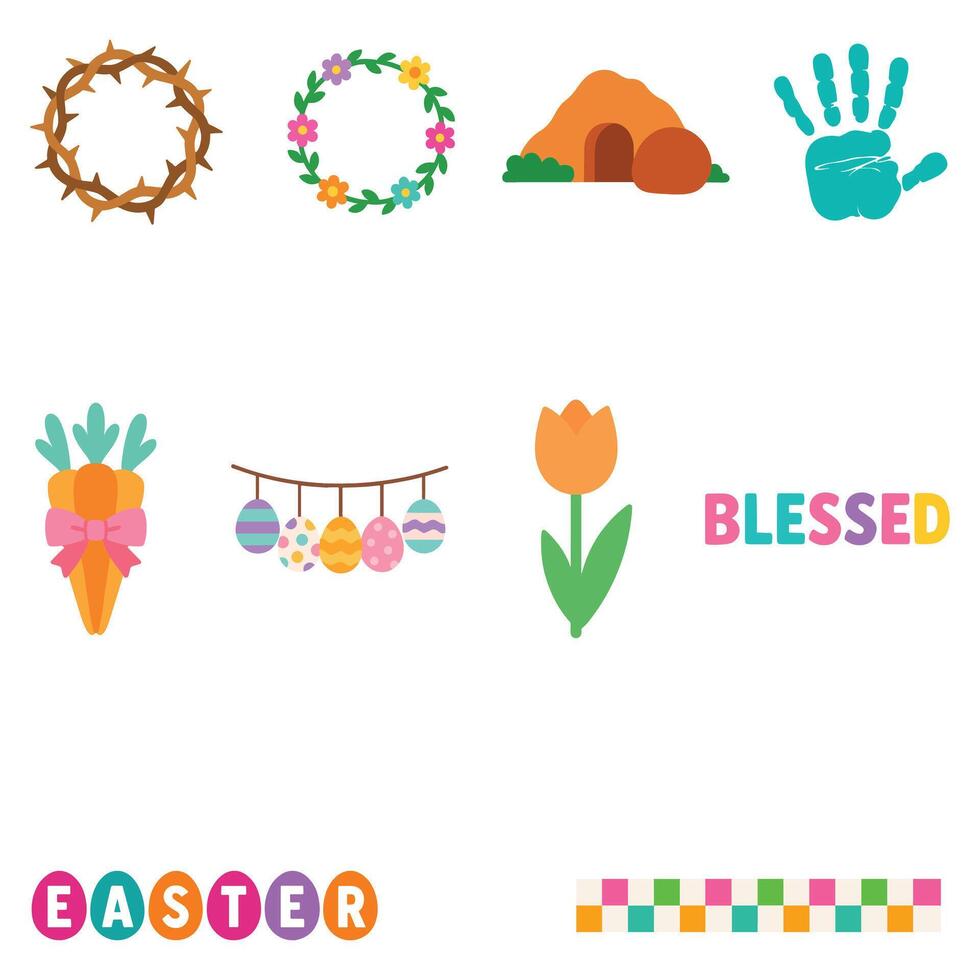 bundle of Easter Illustration, Happy Easter Day Clipart, Easter Festival Cultural Holiday Design Sublimation vector