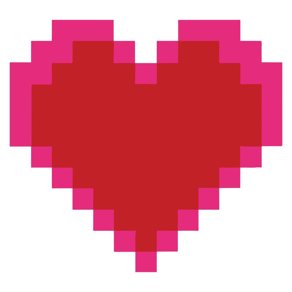 Pixelated Red Heart 90s nostalgic illustration, nostalgic 1990s colorful clipart, 90s nostalgic design sublimation vector