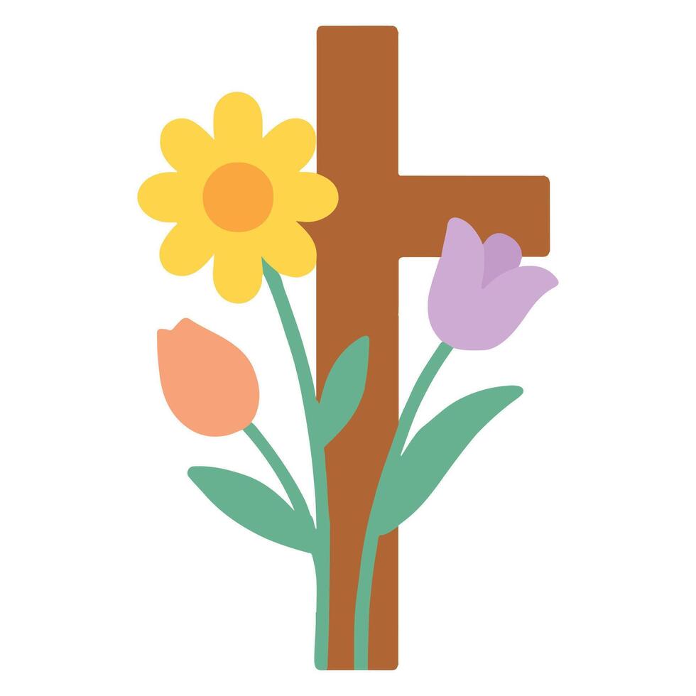 Easter Cross Illustration, Happy Easter Day Clipart, Easter Festival Cultural Holiday Design Sublimation vector