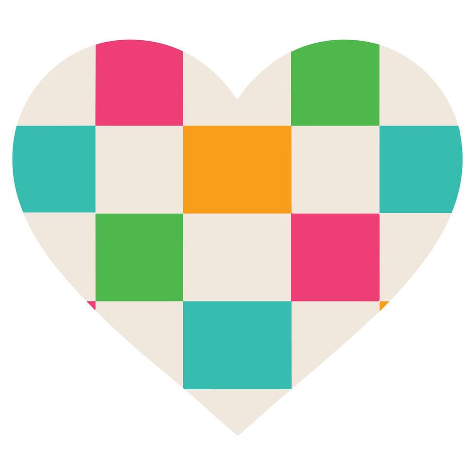 Easter Checkerboard Heart Illustration, Happy Easter Day Clipart, Easter Festival Cultural Holiday Design Sublimation vector