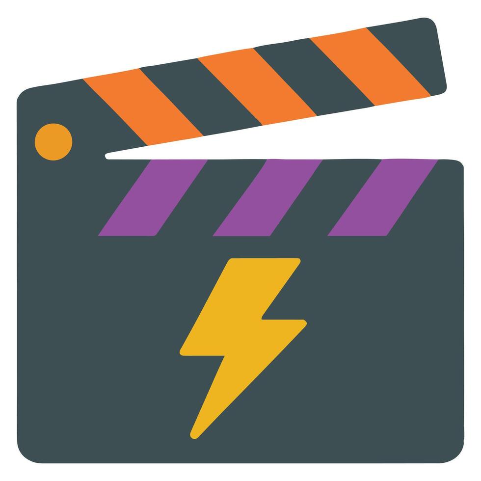 Clapperboard 90s nostalgic illustration, nostalgic 1990s colorful clipart, 90s nostalgic design sublimation vector