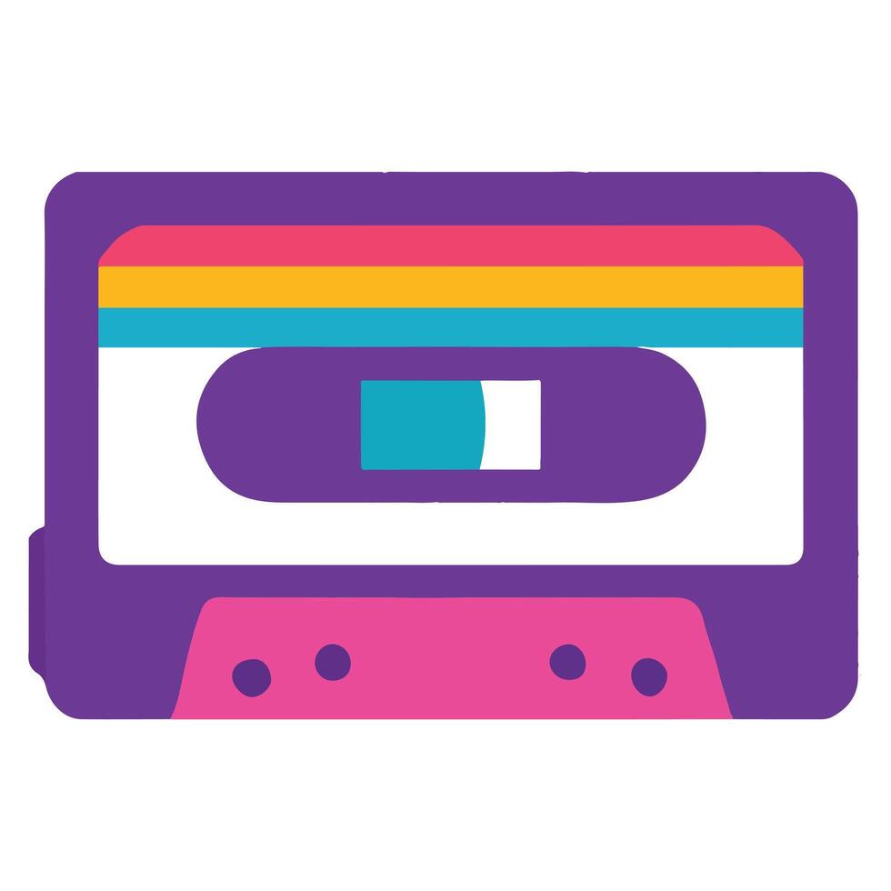 Cassette Tape 90s nostalgic illustration, nostalgic 1990s colorful clipart, 90s nostalgic design sublimation vector