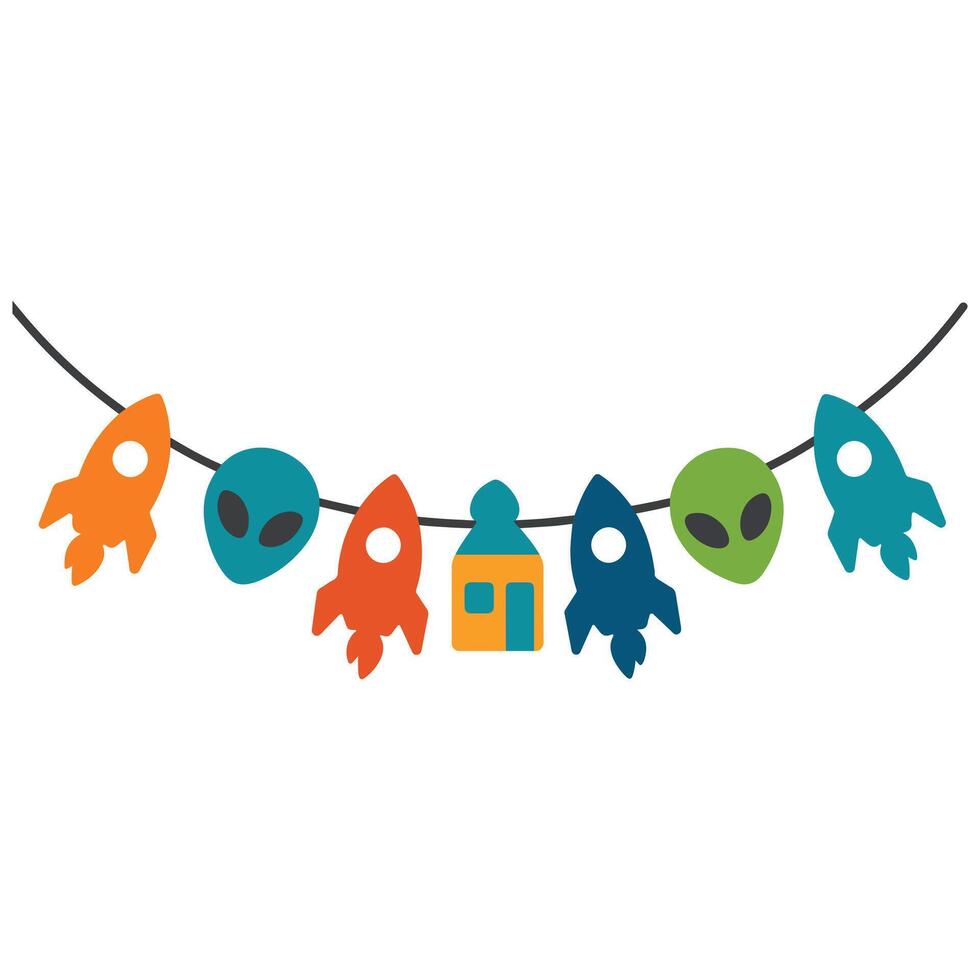 Space Alien Birthday Banner clipart, Outer Space illustration, Colorful Space design sublimation vector
