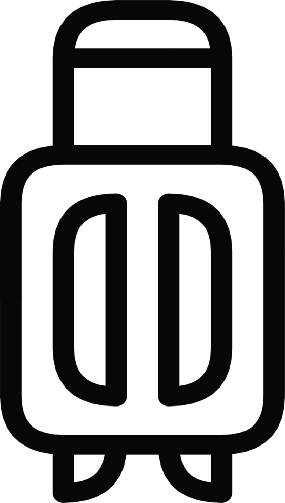 minimalist icon of a suitcase with wheels and a handle png