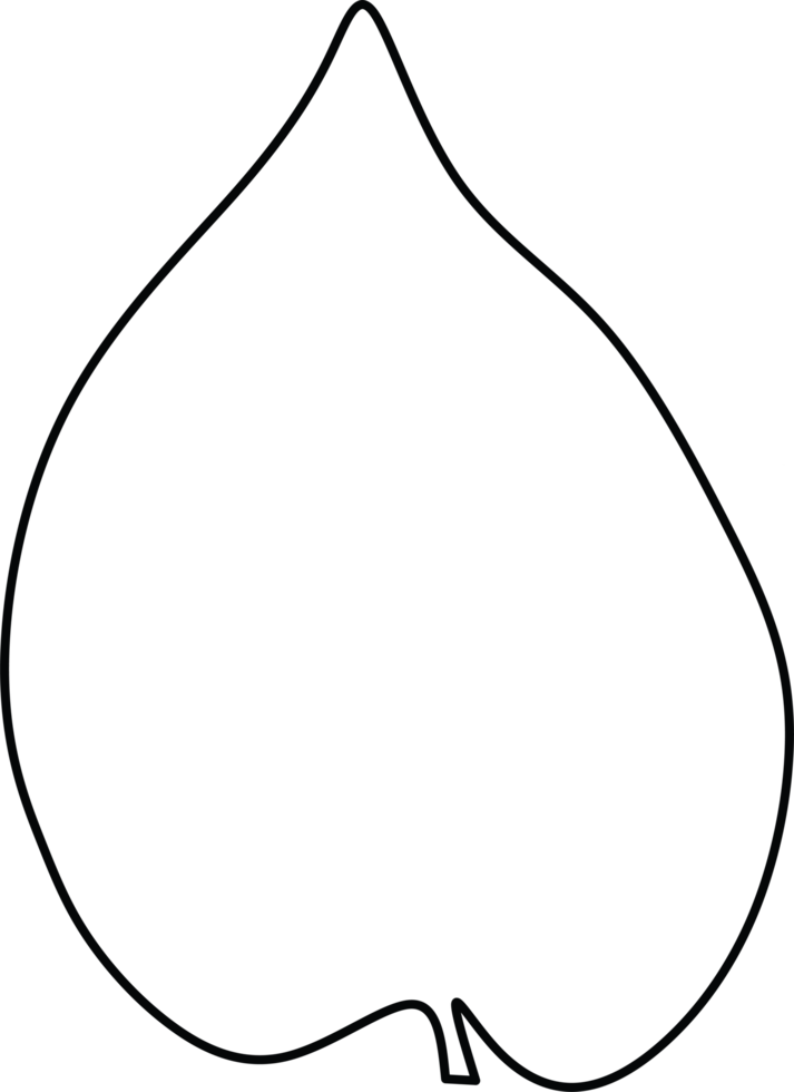 Minimalistic Line Drawing of a Single Leaf Shape png