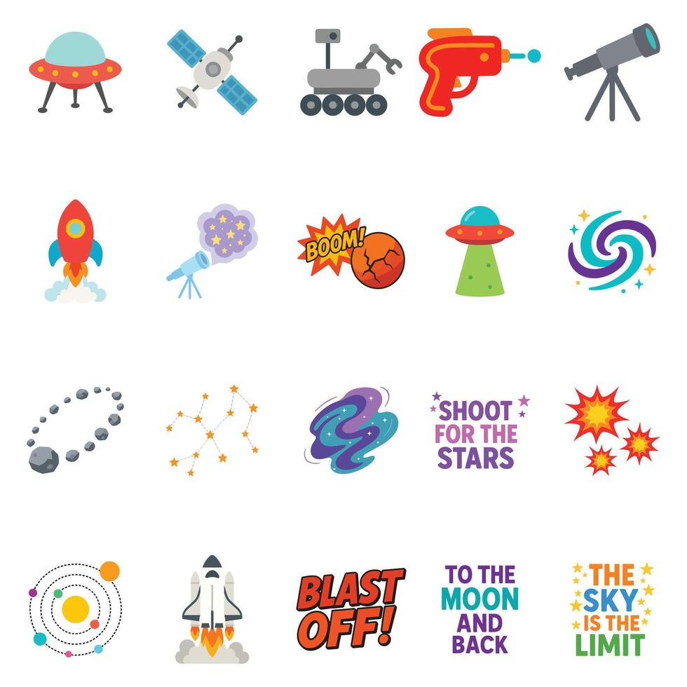 Space clipart, Outer Space illustration, Colorful Space design sublimation bundle vector