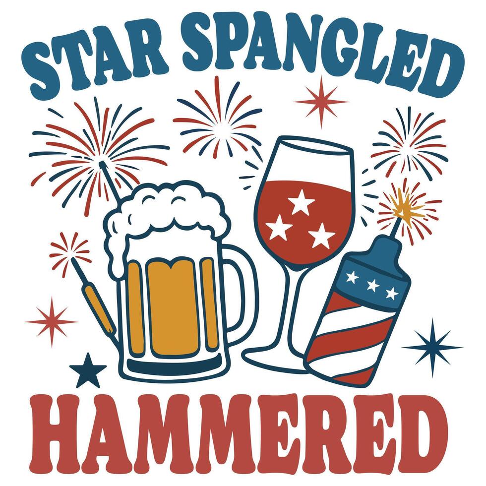 Star spangled hammered - 4th Of July T-shirt, All American Independence Day Design Sublimation, Trending Patriotic Fourth Of July Illustration vector