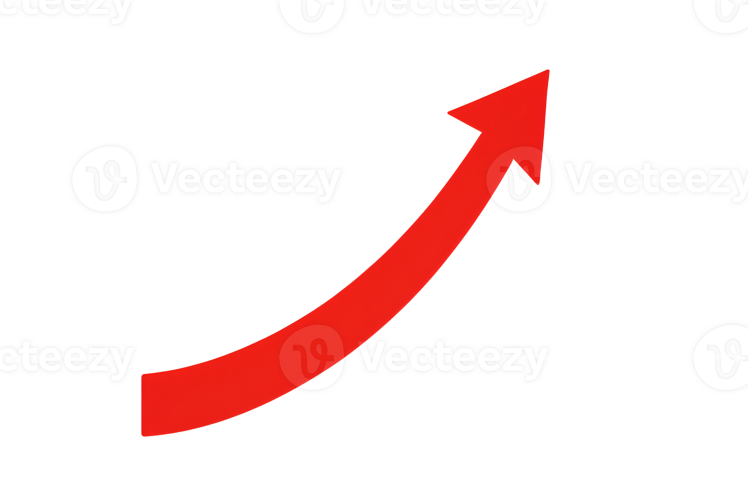 Curved Red Arrow Symbolizing Growth on Transparent Background png