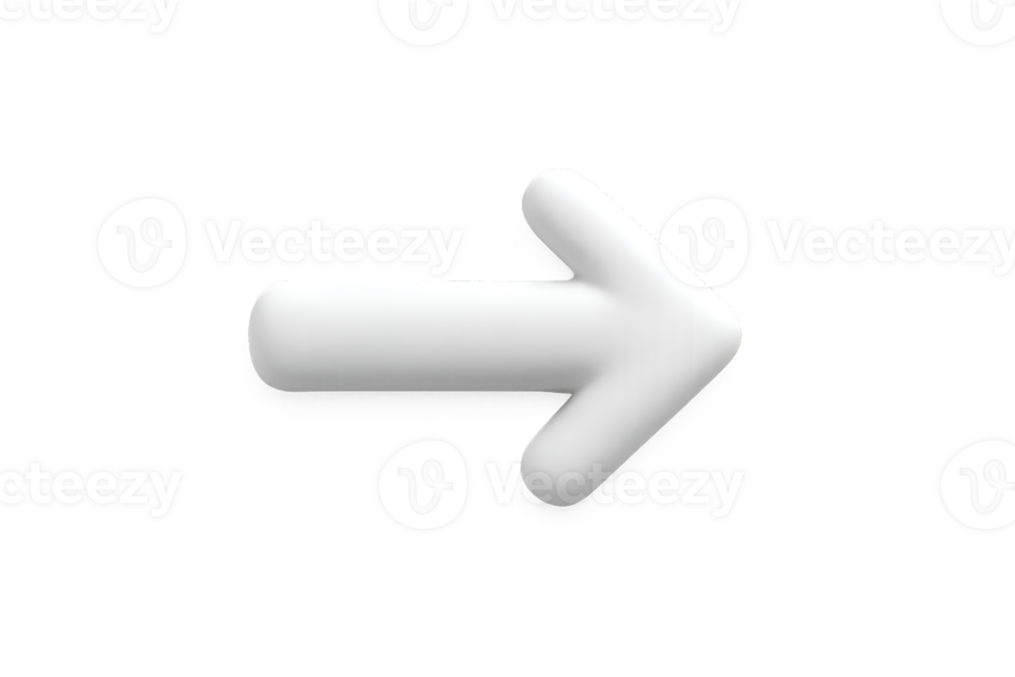 Right white arrow with 3d effect on a transparent background png