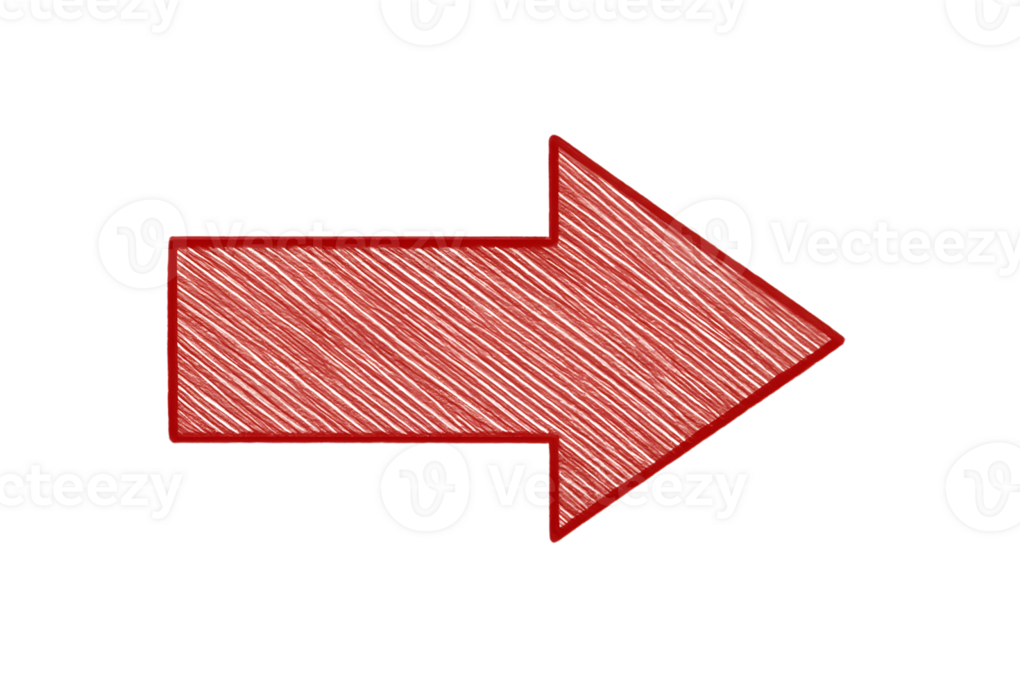 Red Arrow with Scribble Texture Isolated on Transparent Backdrop png