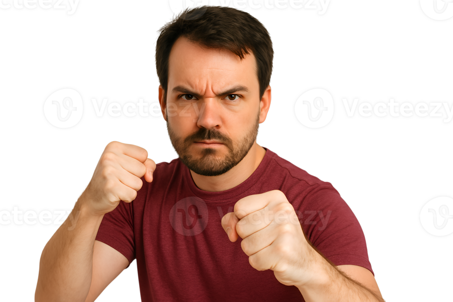 Furious Man Ready To Fight Isolated on Transparent Background png