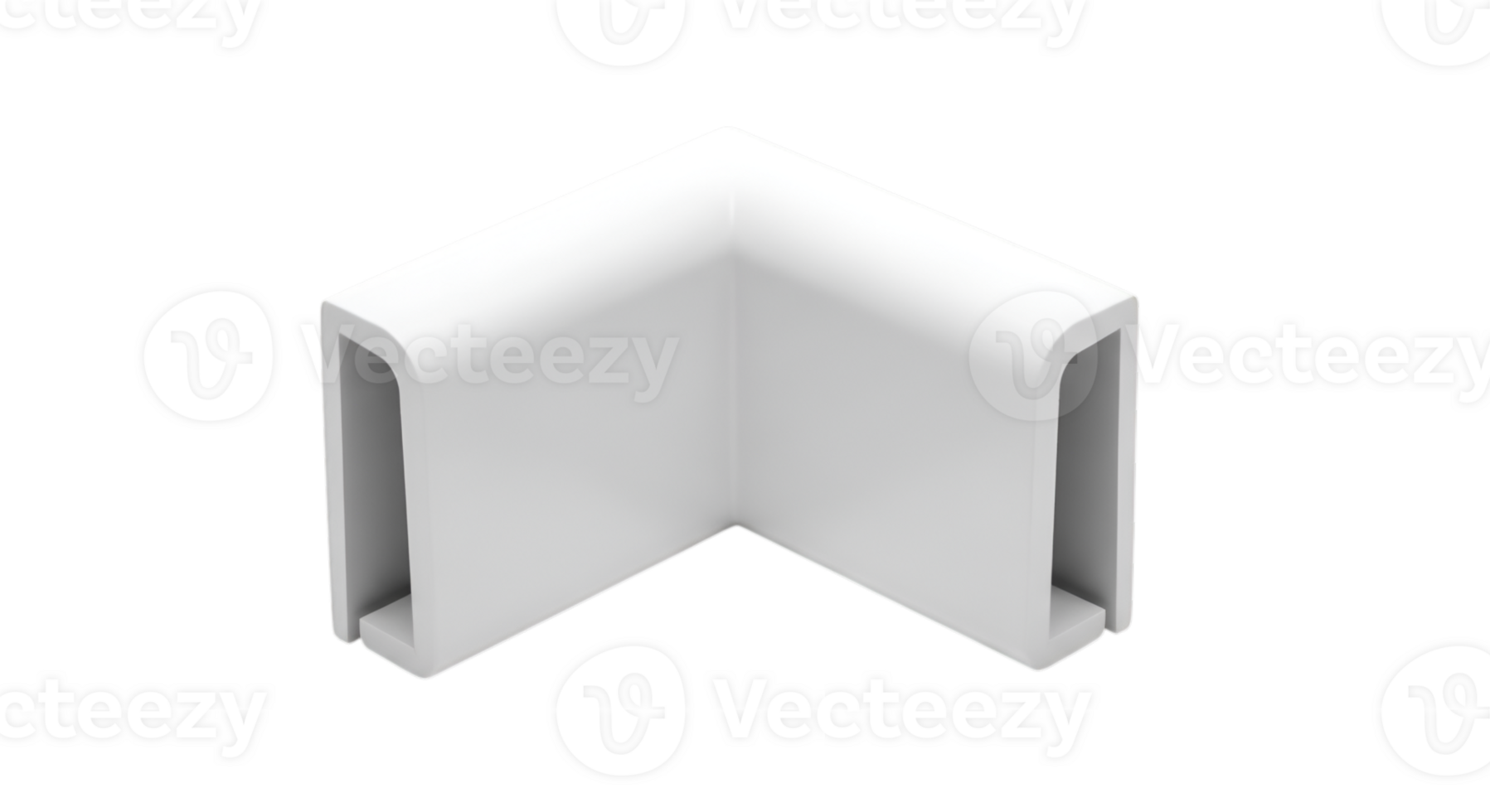White Isometric Plastic Corner Trim for Edge Protection on Transparent Background png